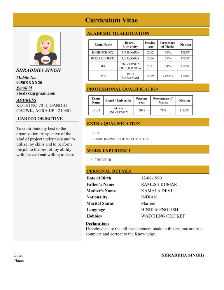 Certificate Resume Template